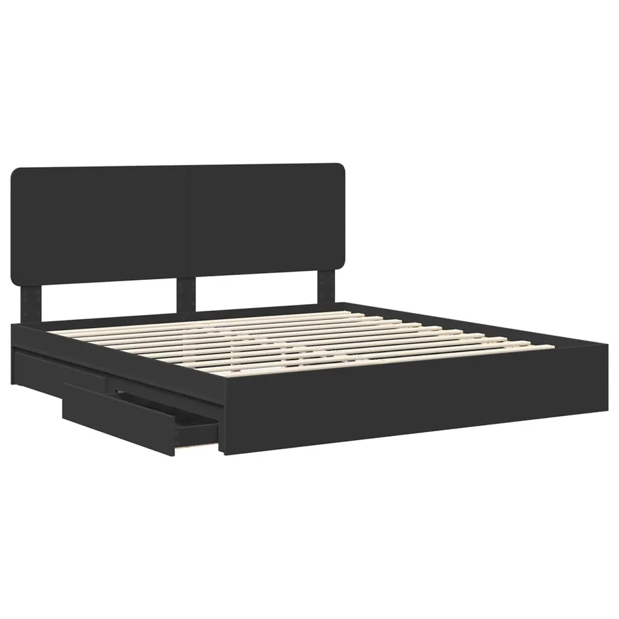 Lit de Rangement Noir 200 x 200 cm Bois d'ingénierie - 5