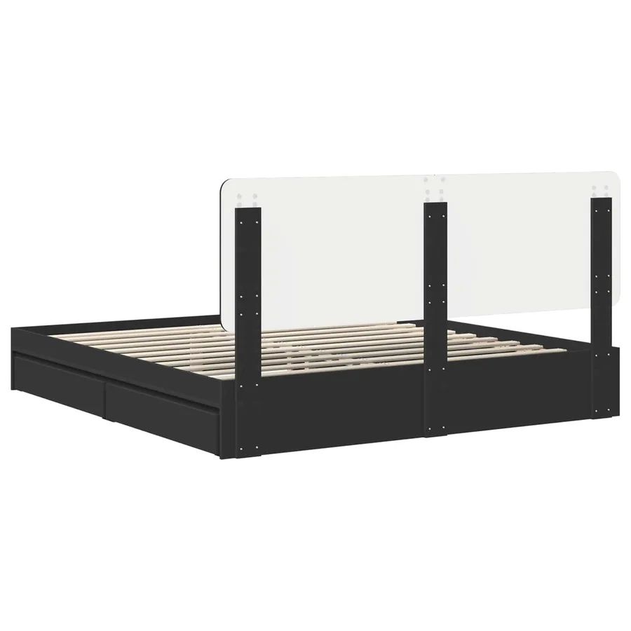 Lit de Rangement Noir 200 x 200 cm Bois d'ingénierie - 8