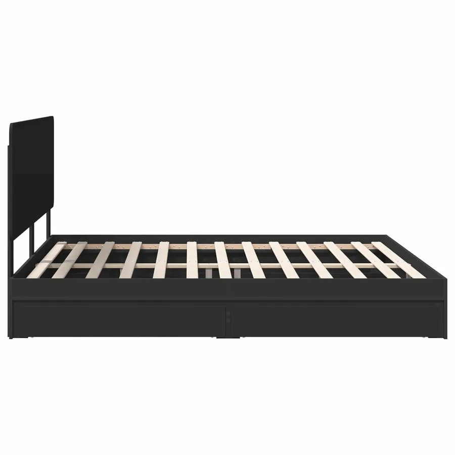 Lit de Rangement Noir 200 x 200 cm Bois d'ingénierie - 9