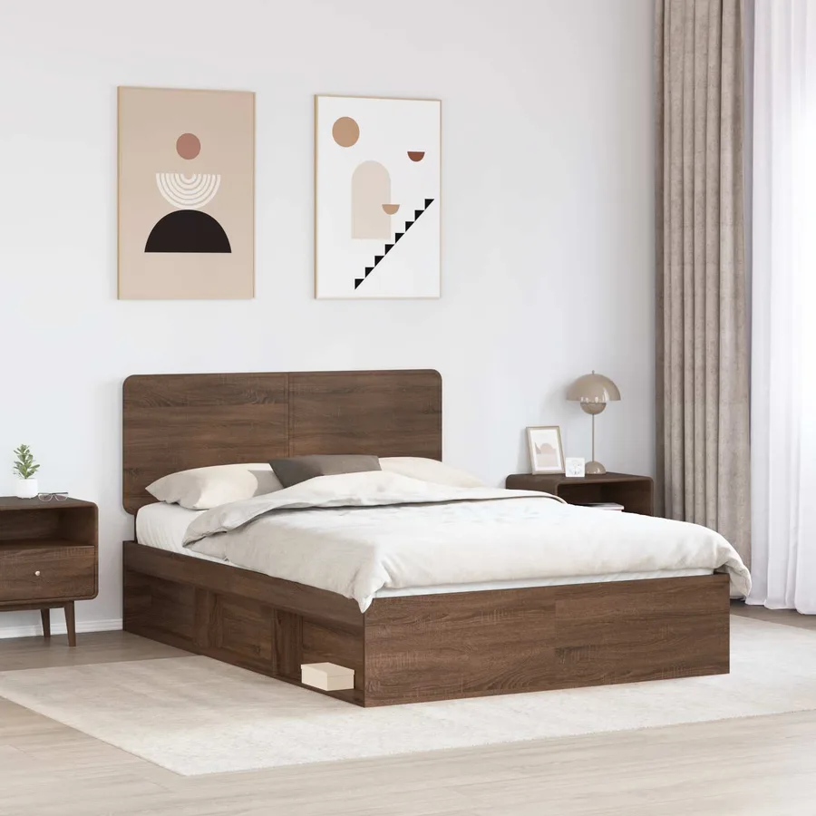 Cadre de lit Chêne brun 140 x 200 cm Bois de pin massif - 3