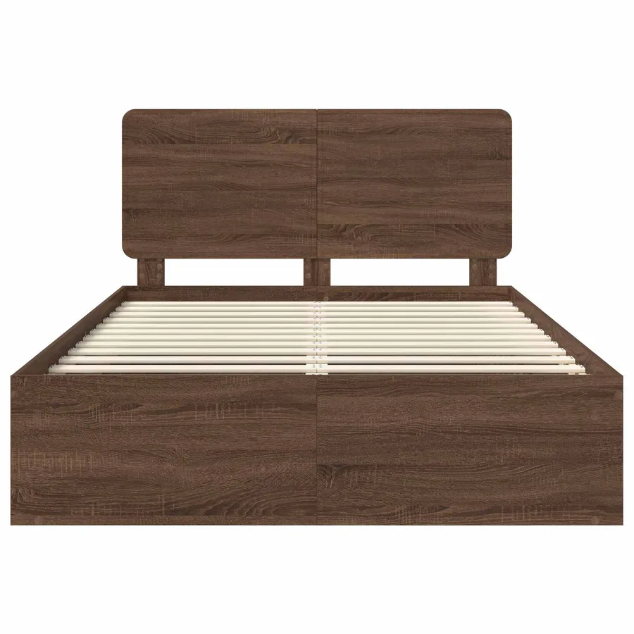 Cadre de lit Chêne brun 140 x 200 cm Bois de pin massif - 7