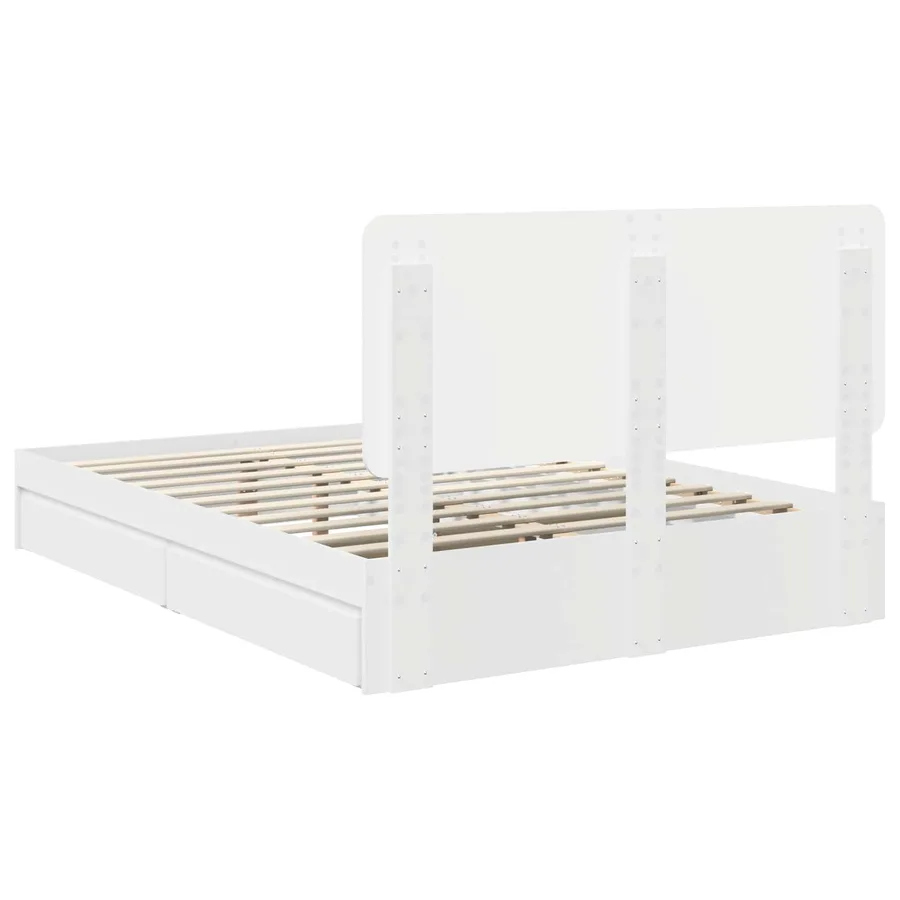 Lit de Rangement Blanc 140 x 190 cm Bois d'ingénierie - 10