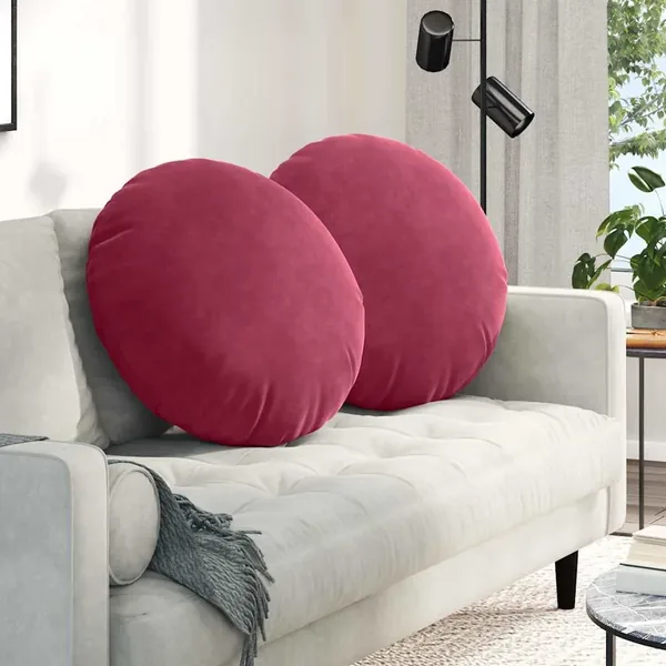 Coussins de siège 2 pcs Bordeaux Ø 80 x 29 cm Velours