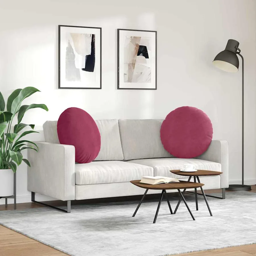 Coussins de siège 2 pcs Bordeaux Ø 80 x 29 cm Velours - 4