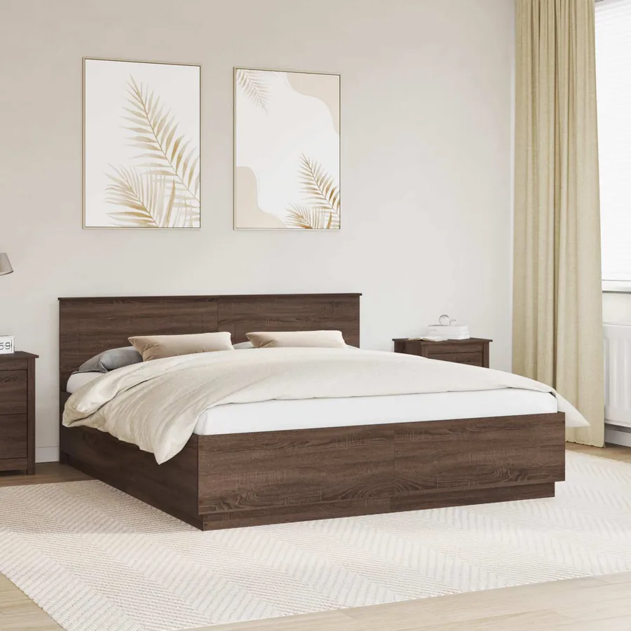 Cadre de lit Chêne brun 180 x 200 cm Bois d'ingénierie