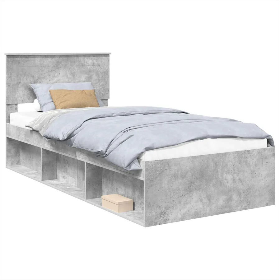 Cadre de lit Gris Béton 75 x 190 cm Bois d'ingénierie - 2