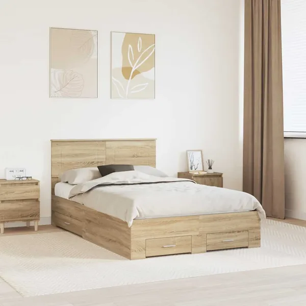 Cadre de lit Chêne Sonoma 120 x 200 cm Bois d'ingénierie