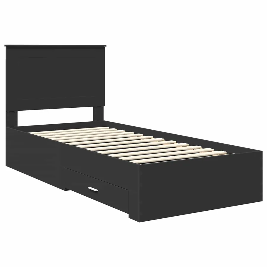 Cadre de lit Noir et argent 75 x 190 cm Bois d'ingénierie - 4
