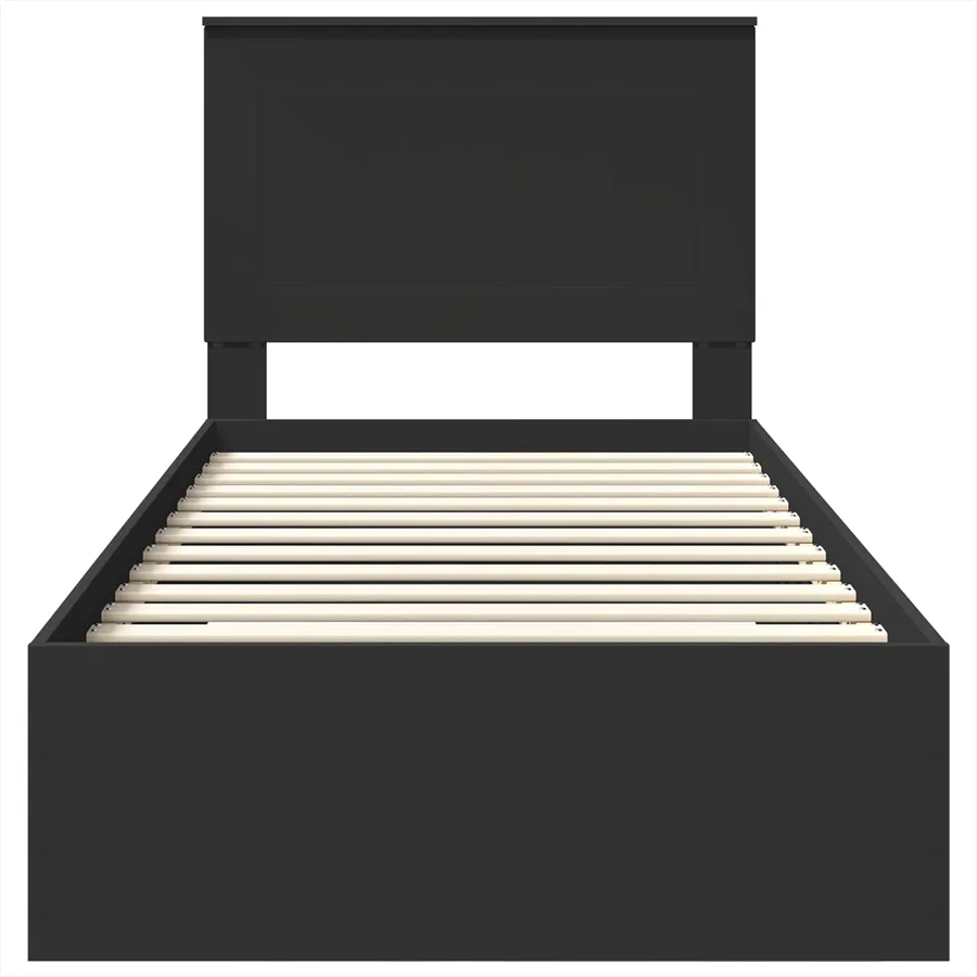 Cadre de lit Noir et argent 75 x 190 cm Bois d'ingénierie - 7