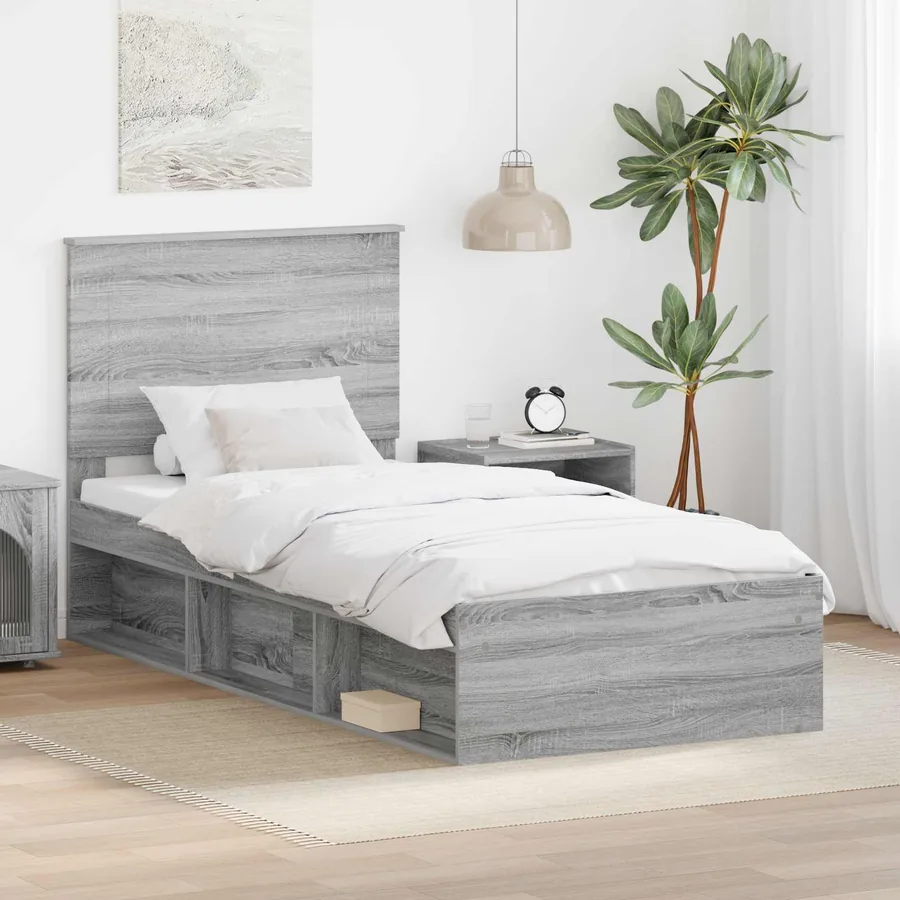 Cadre de lit Gris Sonoma 75 x 190 cm Bois de pin massif