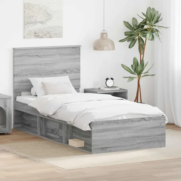 Cadre de lit Gris Sonoma 75 x 190 cm Bois de pin massif