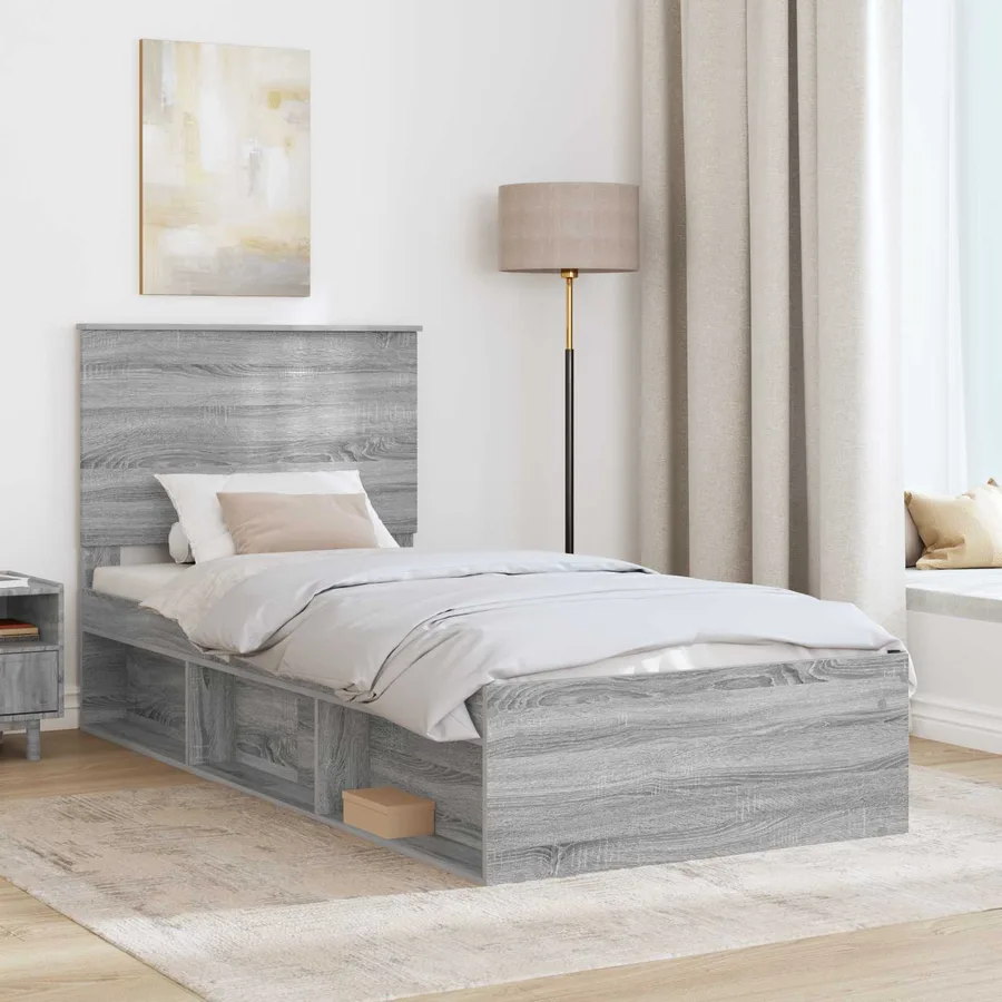 Cadre de lit Gris Sonoma 75 x 190 cm Bois de pin massif - 3