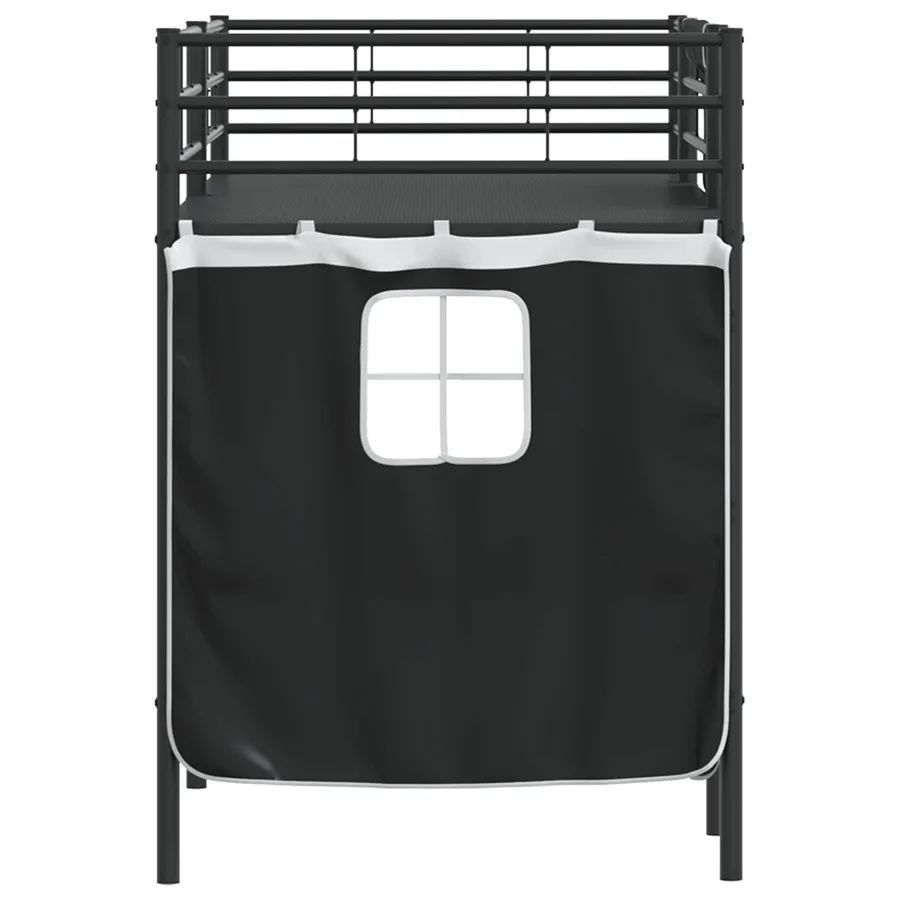 Cadre de Lit Mezzanine pour Enfants avec Rideaux Noir - 9