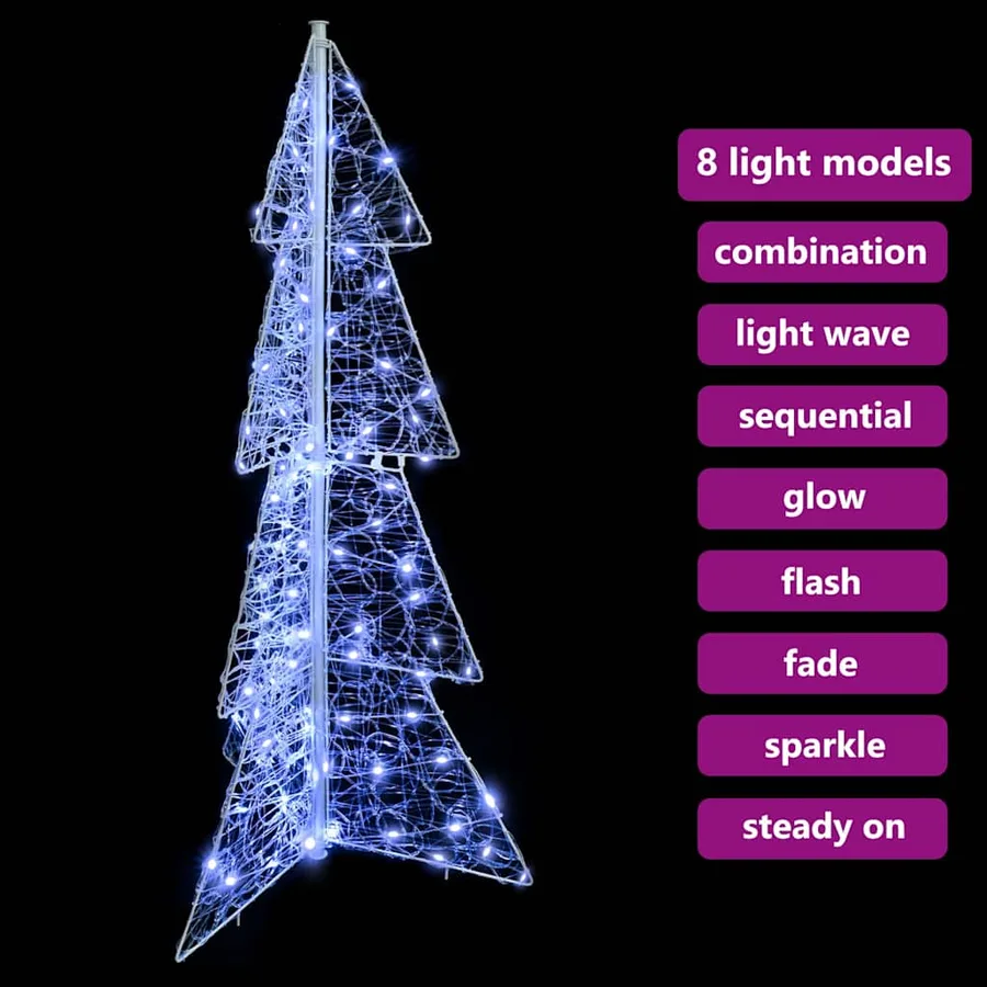 Sapin de Noël avec 100 LED Blanc Froid 120 cm Acrylique - 9