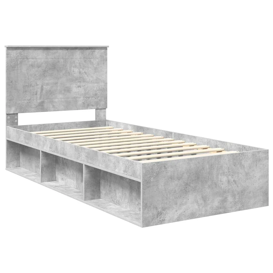 Cadre de lit Gris Béton 75 x 190 cm Bois de pin massif - 4