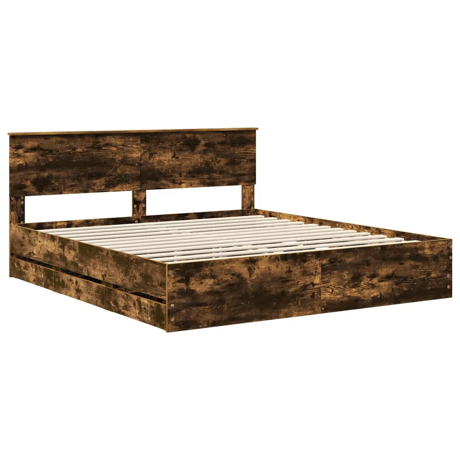 Cadre de lit Chêne fumé 180 x 200 cm Bois Ingénierie - 4