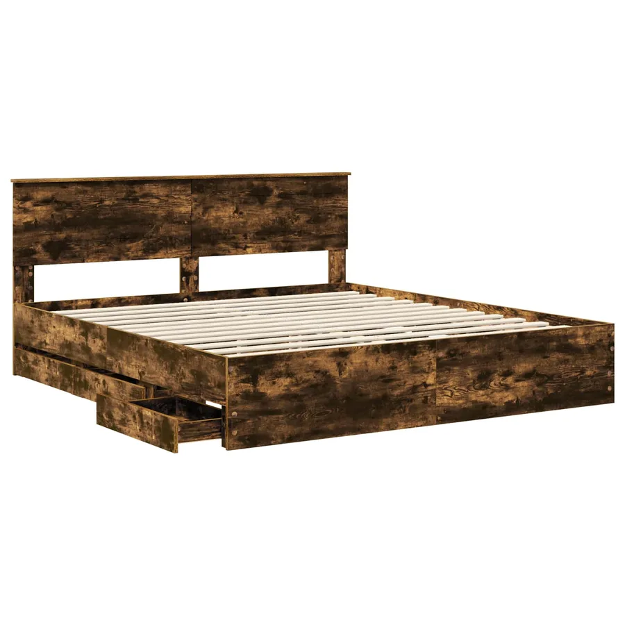 Cadre de lit Chêne fumé 180 x 200 cm Bois Ingénierie - 5