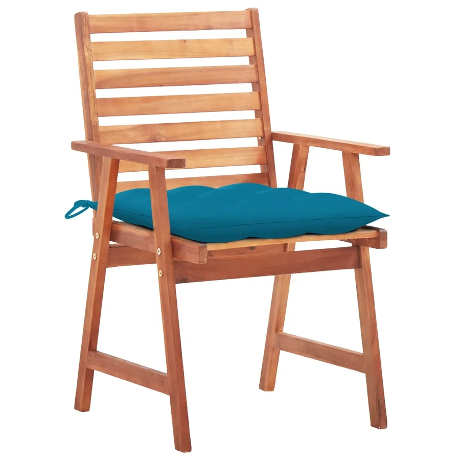 Chaises à manger d'extérieur lot de 3 et coussins Acacia massif - 2