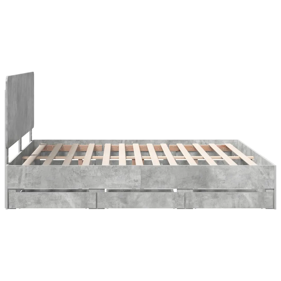 Cadre de lit Gris béton 200 x 200 cm Bois Ingénierie - 9