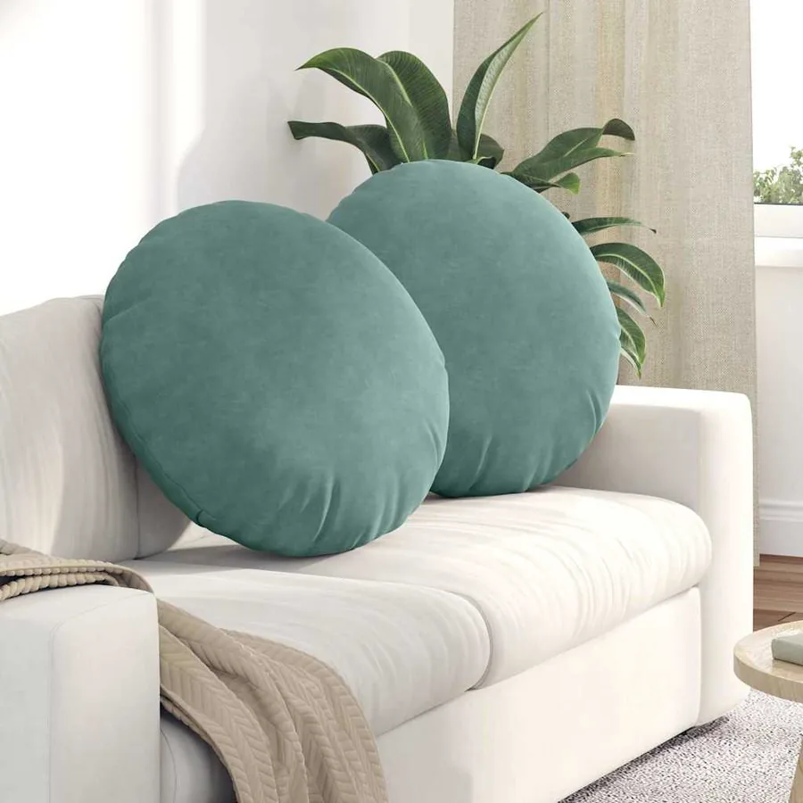 Coussins de siège 2 pcs Vert Mer Ø 40 x 13 cm Velours