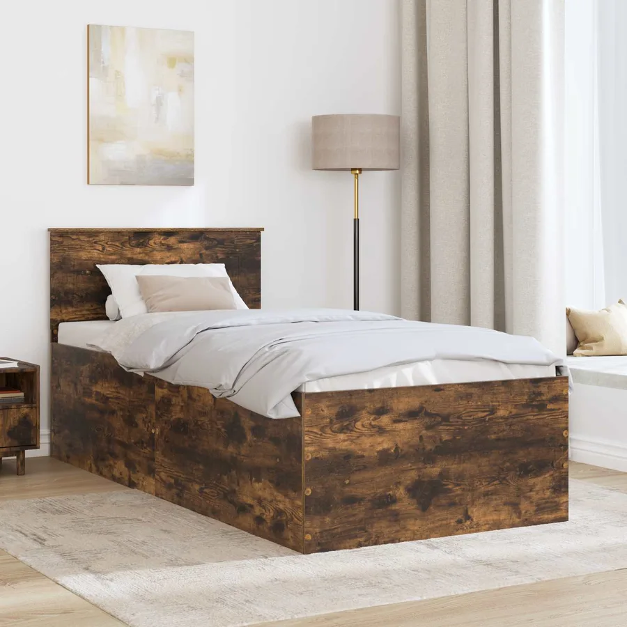 Cadre de lit Chêne fumé 75 x 190 cm Bois d'ingénierie - 3