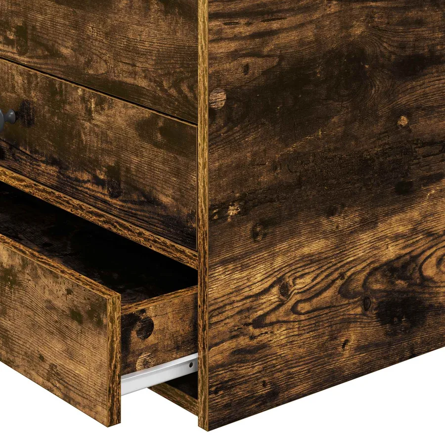 Lit d'appoint Chêne fumé et noir 75 x 190 cm Bois d'ingénierie - 11
