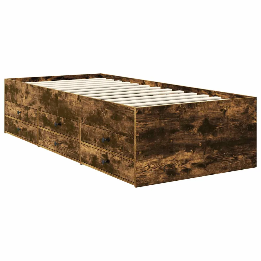 Lit d'appoint Chêne fumé et noir 75 x 190 cm Bois d'ingénierie - 6