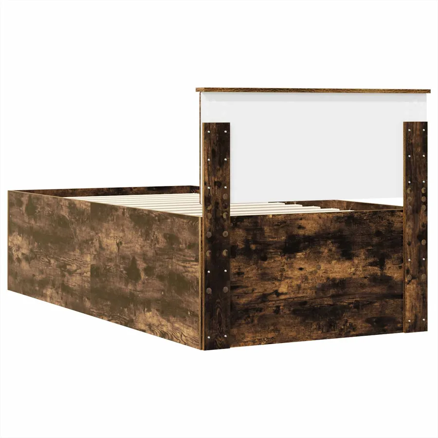 Lit d'appoint Chêne fumé et noir 75 x 190 cm Bois d'ingénierie - 8