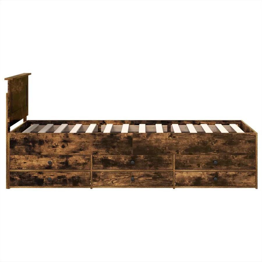 Lit d'appoint Chêne fumé et noir 75 x 190 cm Bois d'ingénierie - 9