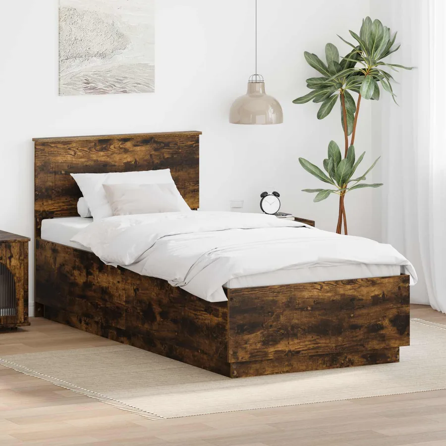 Cadre de lit Chêne fumé 70 x 190 cm Bois d'ingénierie