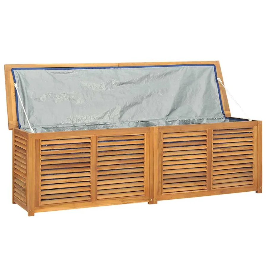 Boîte de rangement jardin et sac 175x50x55 cm bois massif teck - 5