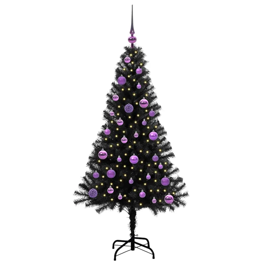 Sapin de Noël avec 150 LED avec support Noir 150 cm PVC - 2