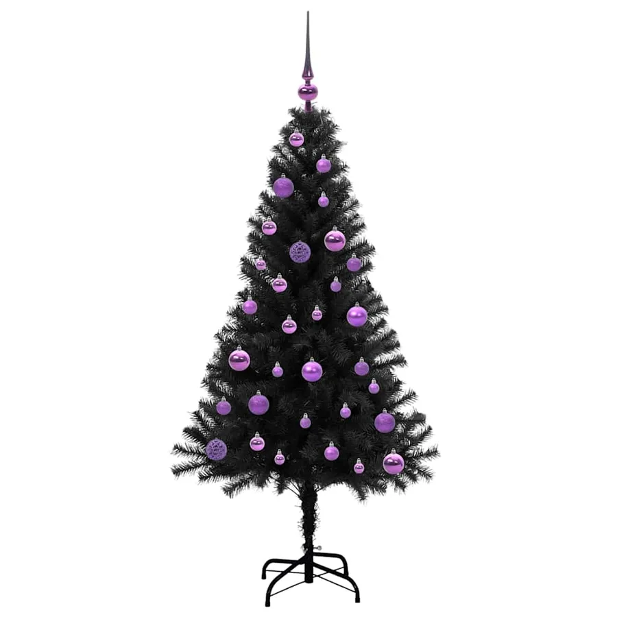 Sapin de Noël avec 150 LED avec support Noir 150 cm PVC - 3