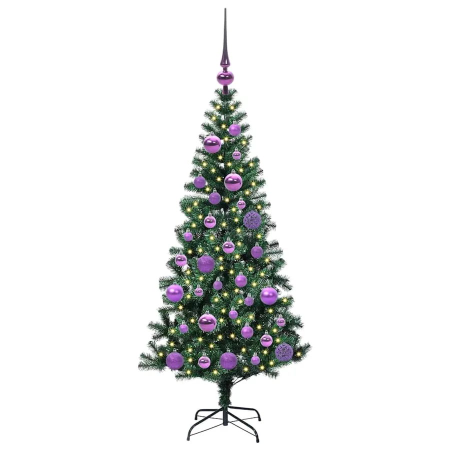 Sapin de Noël artificiel pré-éclairé Vert 120 cm PVC et métal - 3