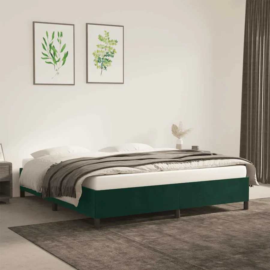 Cadre de lit sans matelas vert foncé 160x200 cm velours