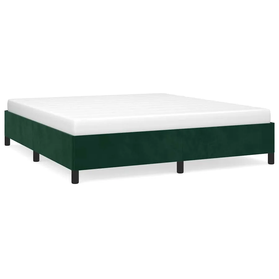 Cadre de lit sans matelas vert foncé 160x200 cm velours - 2