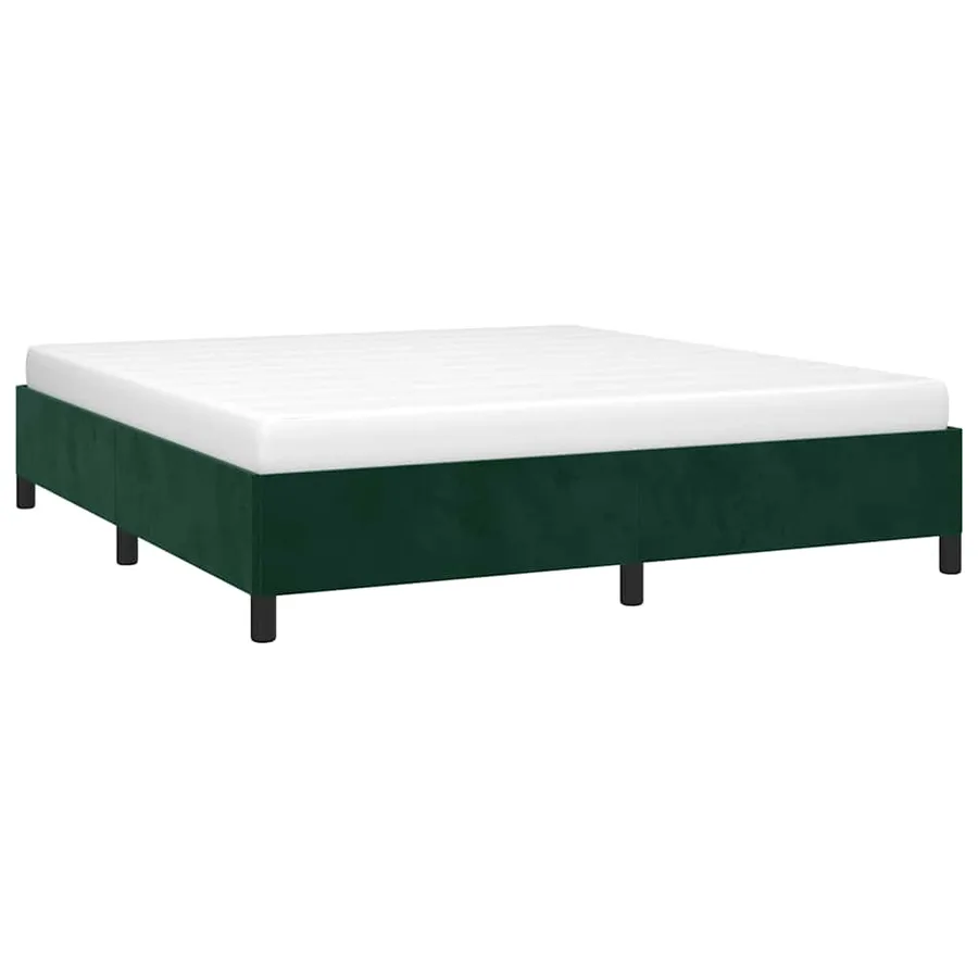Cadre de lit sans matelas vert foncé 160x200 cm velours - 3