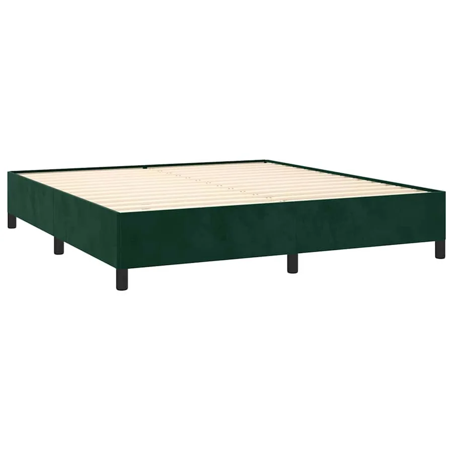 Cadre de lit sans matelas vert foncé 160x200 cm velours - 4