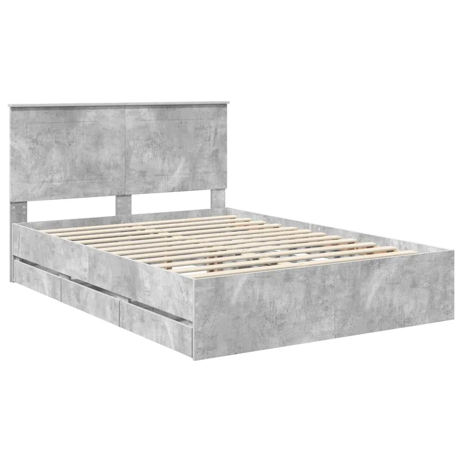 Cadre de lit Gris béton 140 x 190 cm Bois Ingénierie - 4