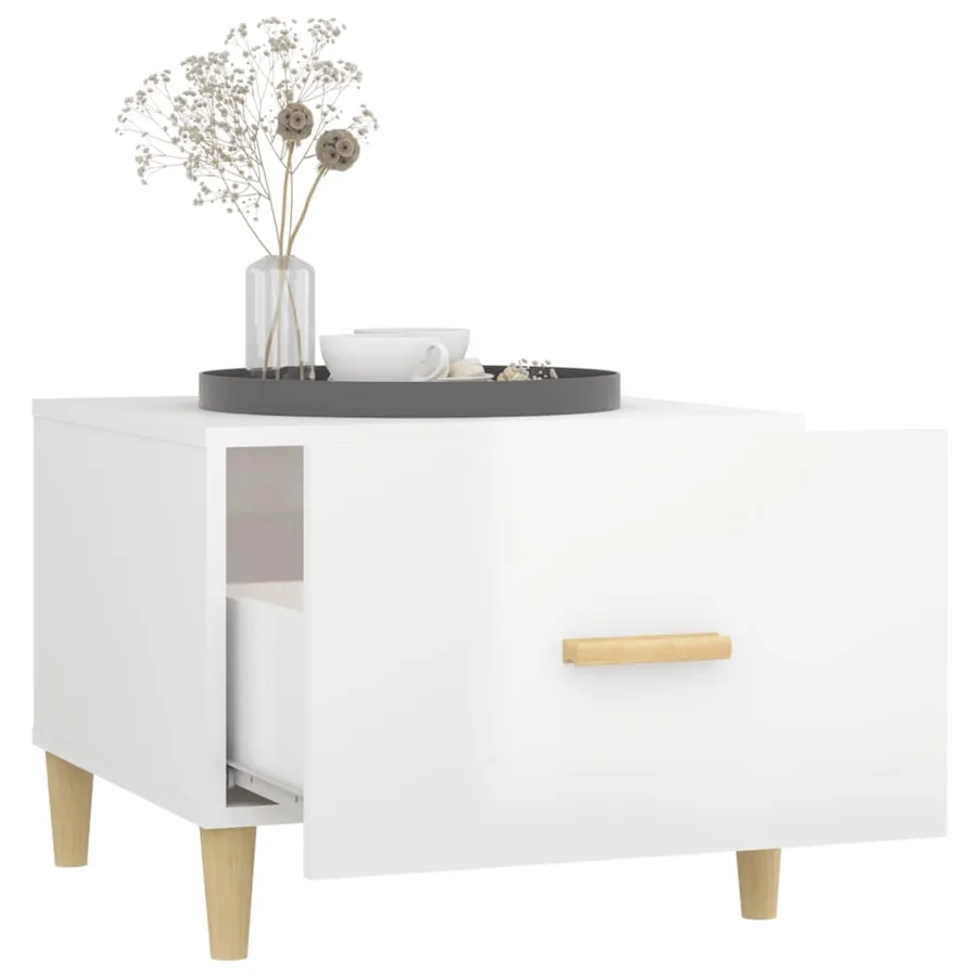 Tables basses 2 pcs blanc brillant 50x50x40cm bois d'ingénierie - 5