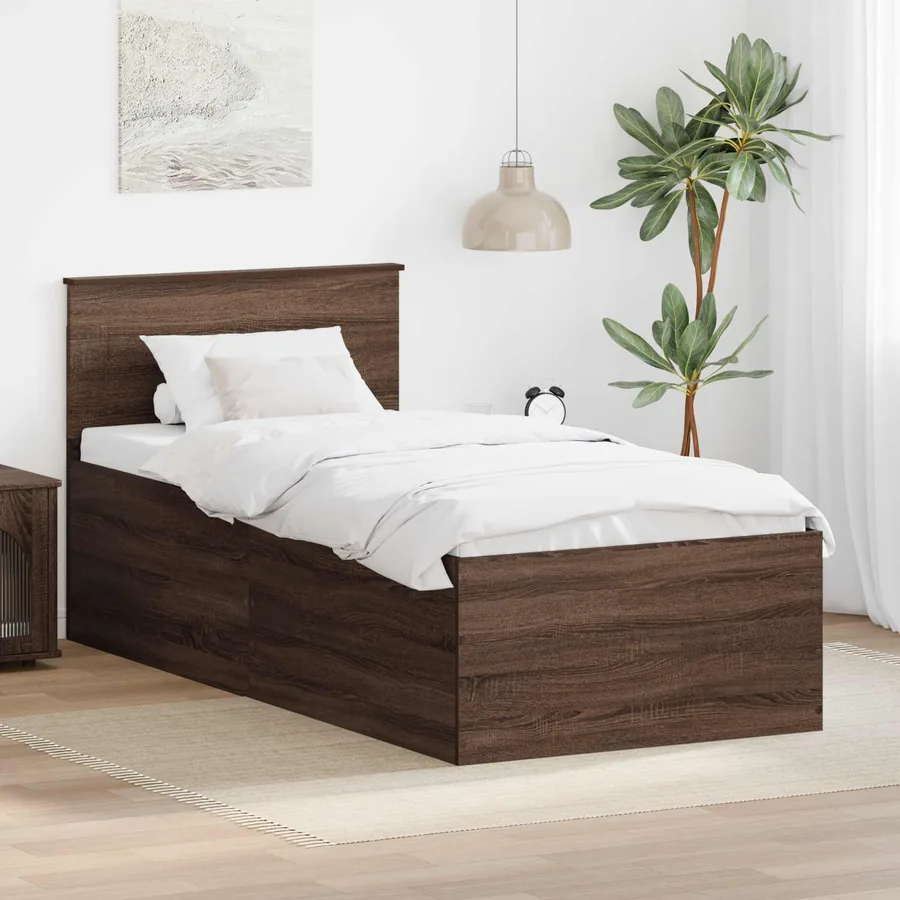 Cadre de lit Chêne brun 75 x 190 cm Bois d'ingénierie