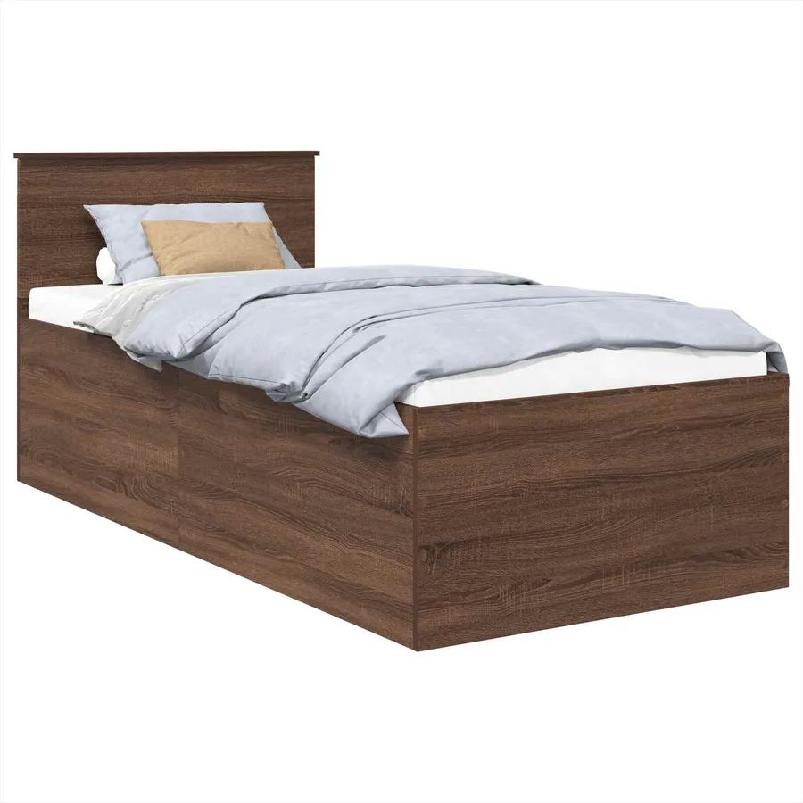Cadre de lit Chêne brun 75 x 190 cm Bois d'ingénierie - 2