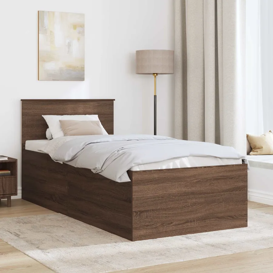 Cadre de lit Chêne brun 75 x 190 cm Bois d'ingénierie - 3
