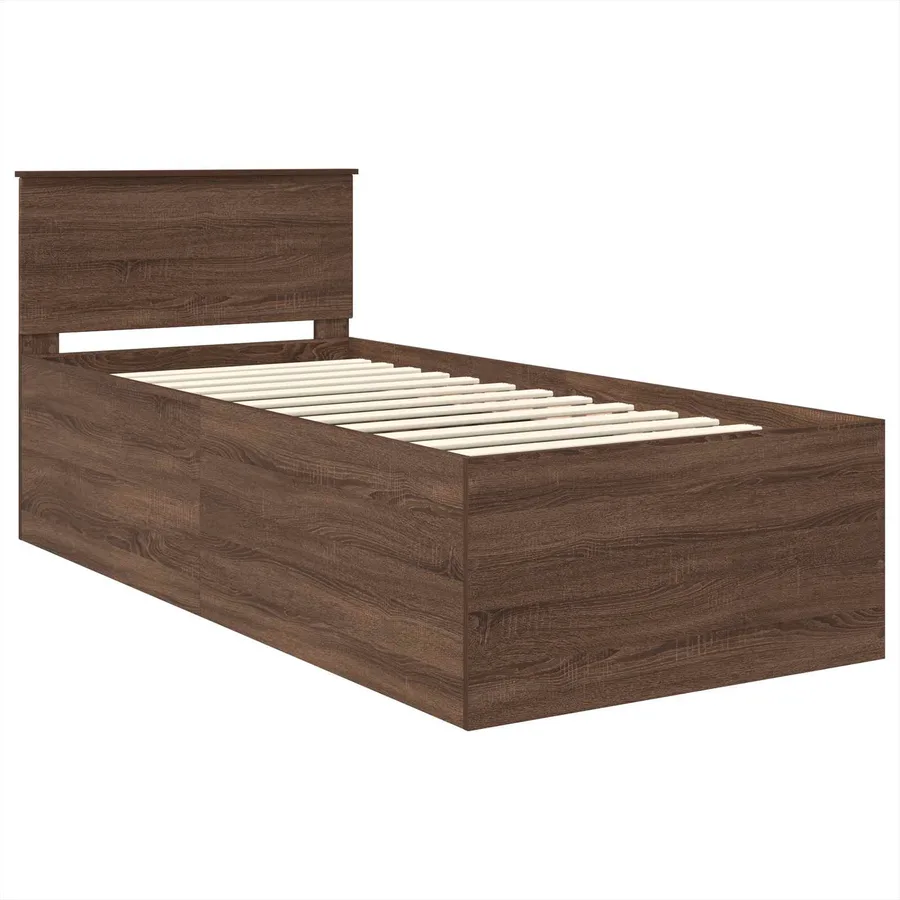 Cadre de lit Chêne brun 75 x 190 cm Bois d'ingénierie - 4