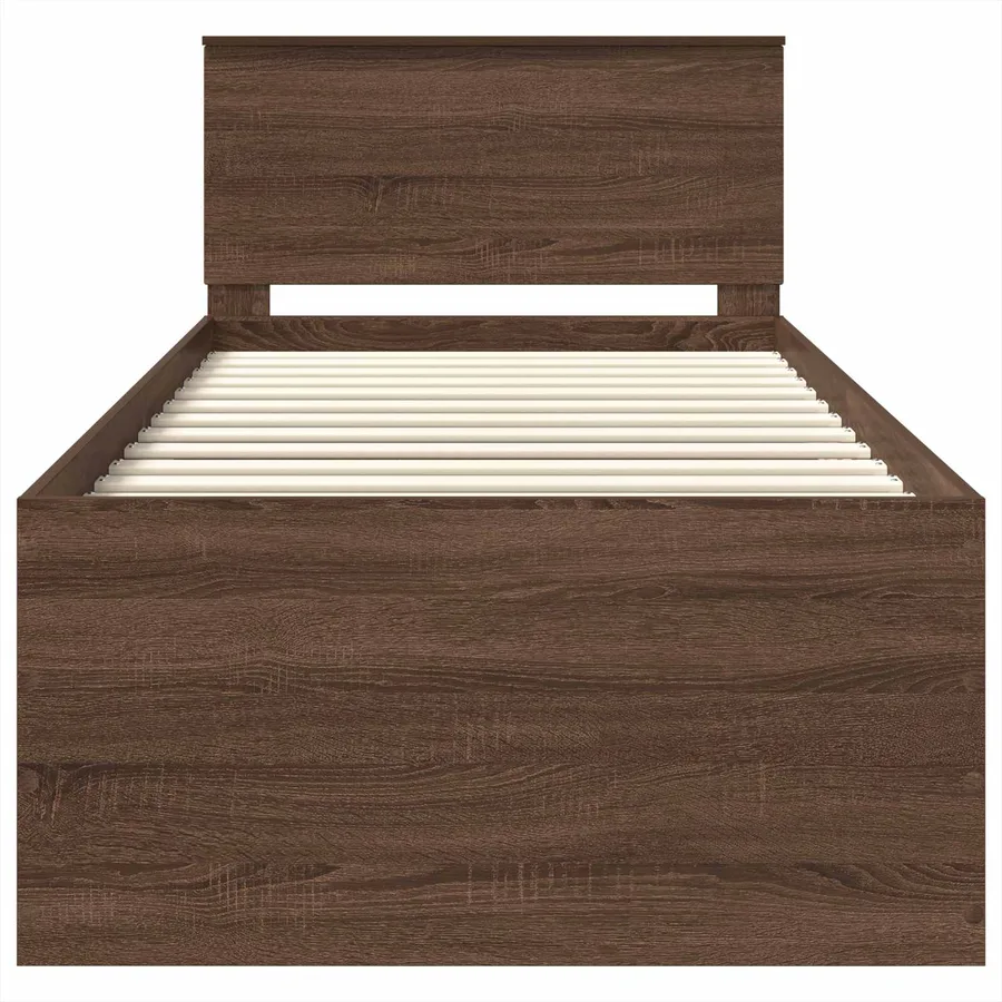 Cadre de lit Chêne brun 75 x 190 cm Bois d'ingénierie - 7