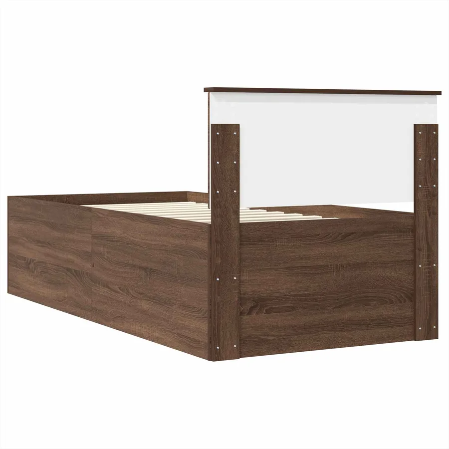 Cadre de lit Chêne brun 75 x 190 cm Bois d'ingénierie - 9