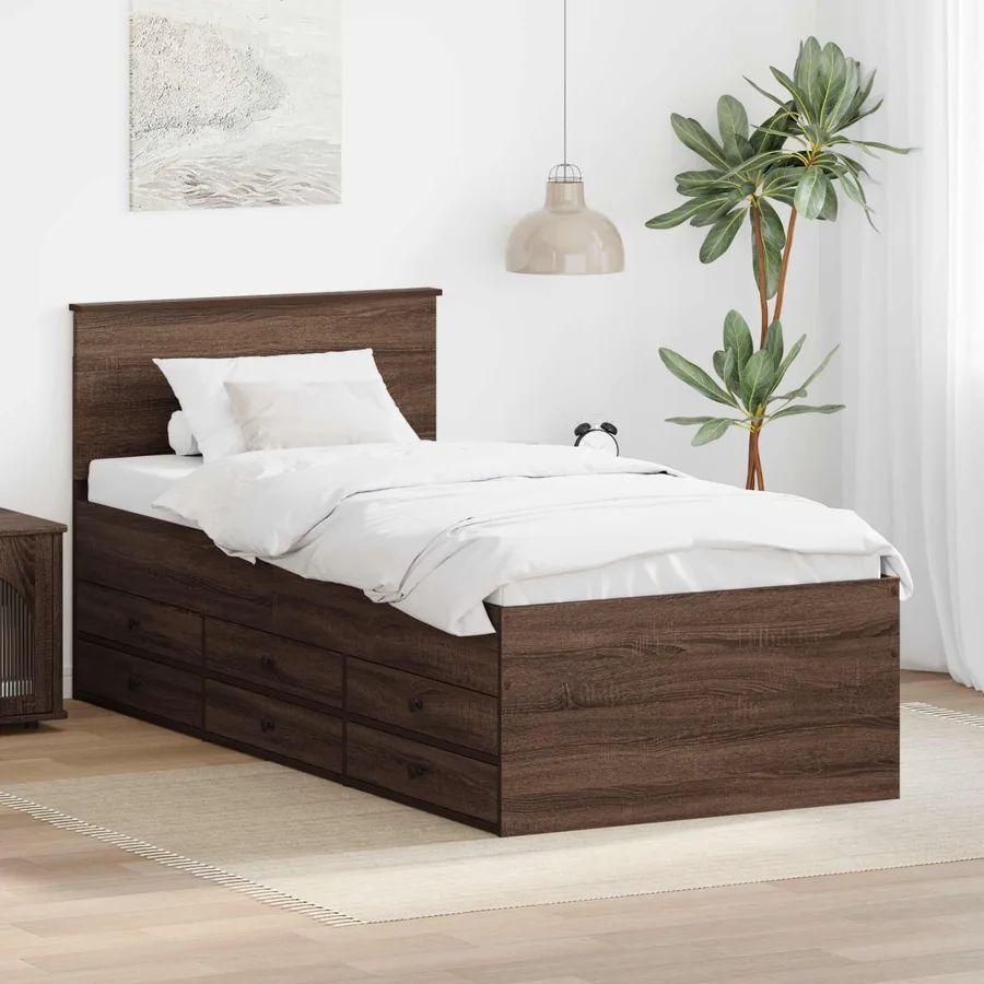 Lit d'appoint Chêne brun et noir 75 x 190 cm Bois d'ingénierie