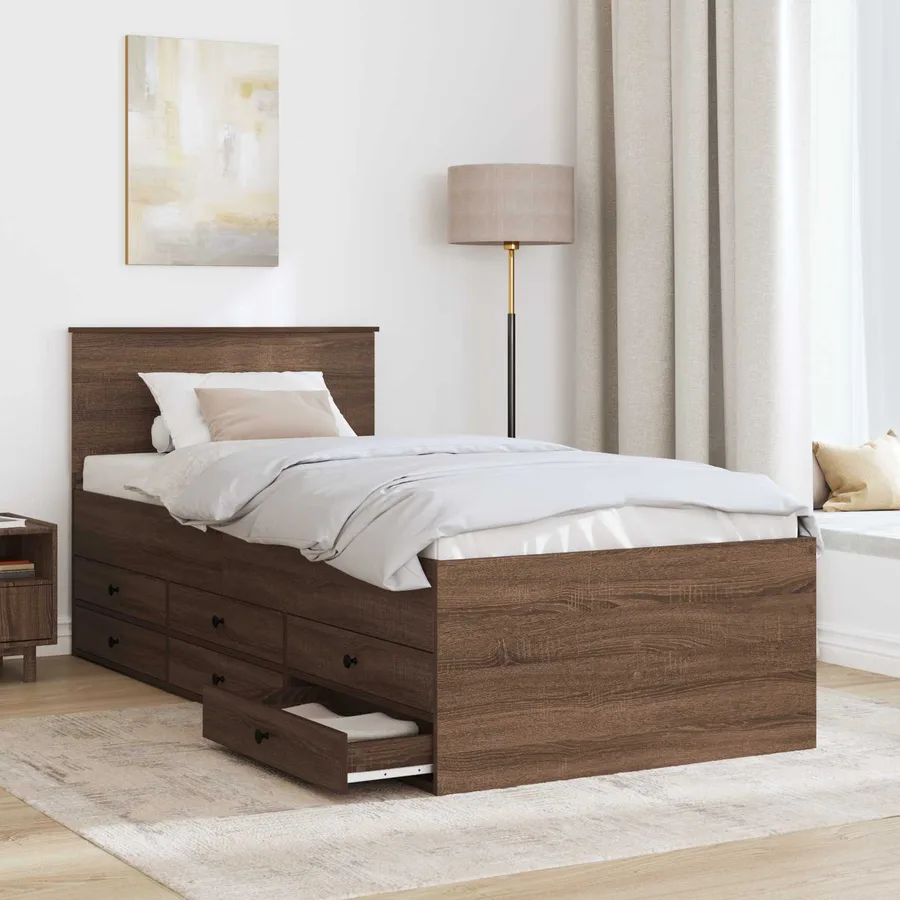 Lit d'appoint Chêne brun et noir 75 x 190 cm Bois d'ingénierie - 3