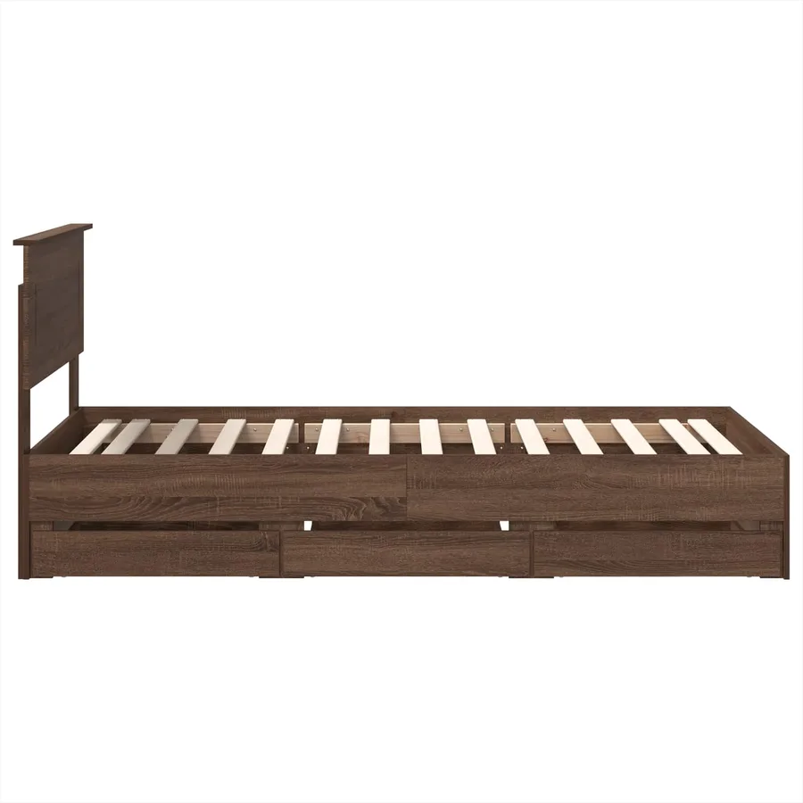 Cadre de lit avec tiroir Chêne brun 75 x 190 cm Bois Ingénierie - 9