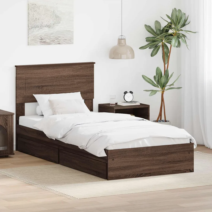 Lit de Rangement Chêne brun 75 x 190 cm Bois d'ingénierie